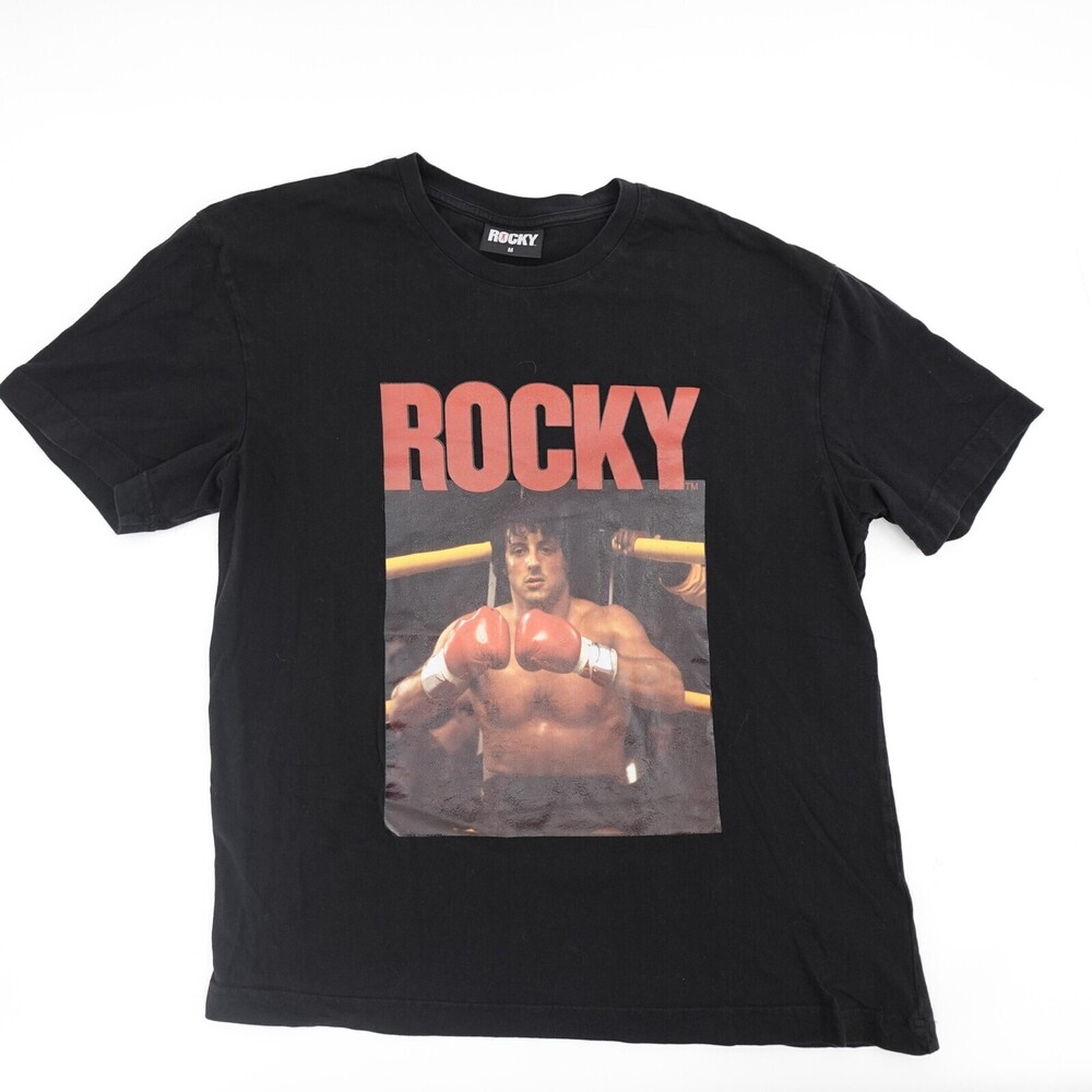 Rocky Shirt Mens Medium Black Boxing Graphic Tee Crewneck Short Sleeve Topman